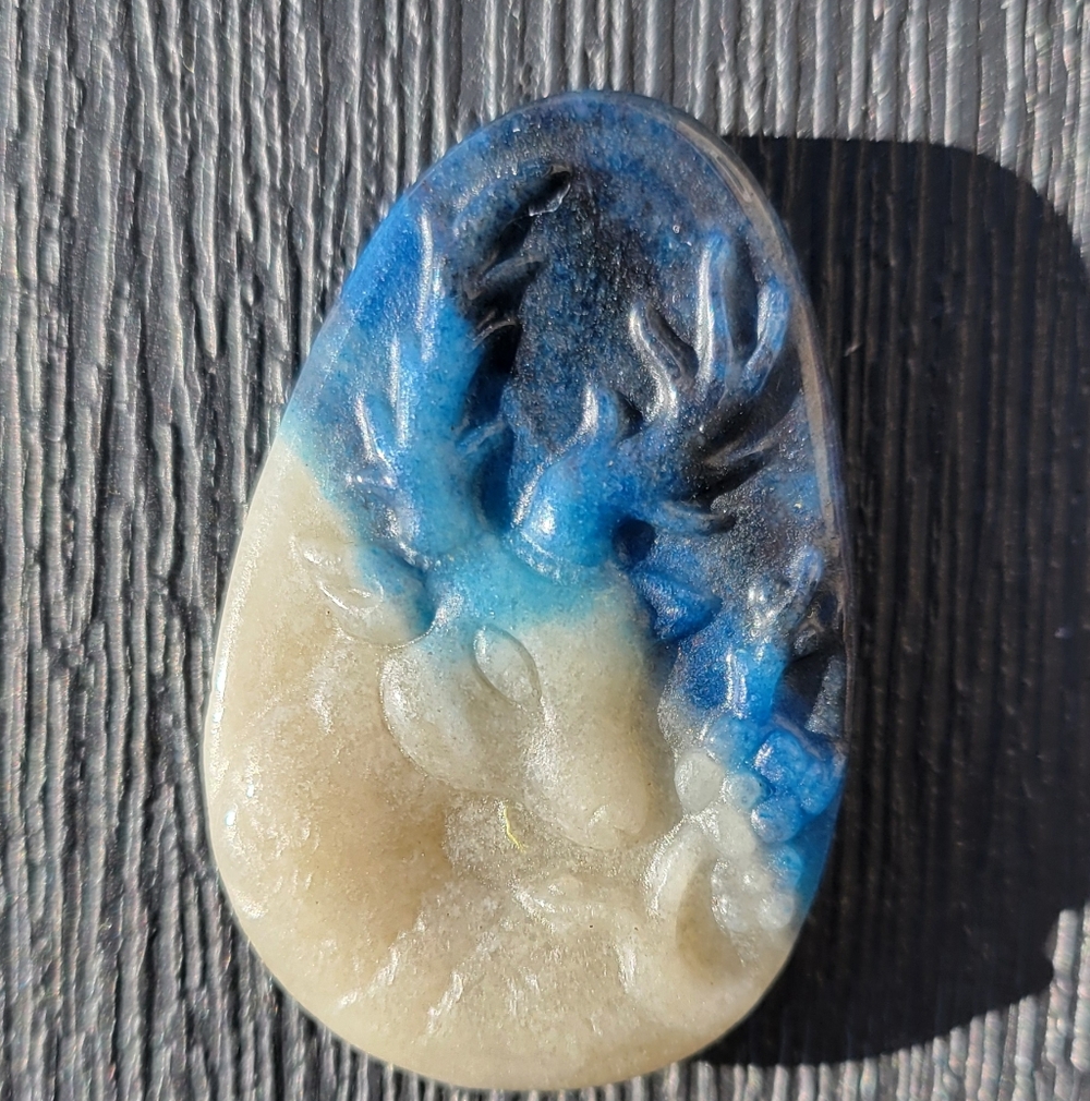 Carved Trolleite Deer Crystal (1) - Dark / Light Blue And White